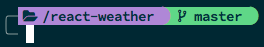 Left side of terminal prompt with git branch.