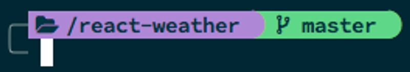 Left side of terminal prompt with git branch.
